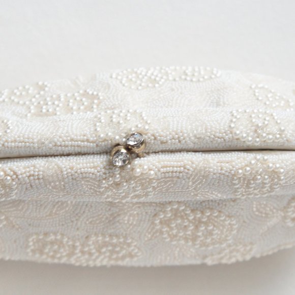 Vintage Ivory Beaded Pearl Evening Bag Clutch by Magid - Picture 12 of 16